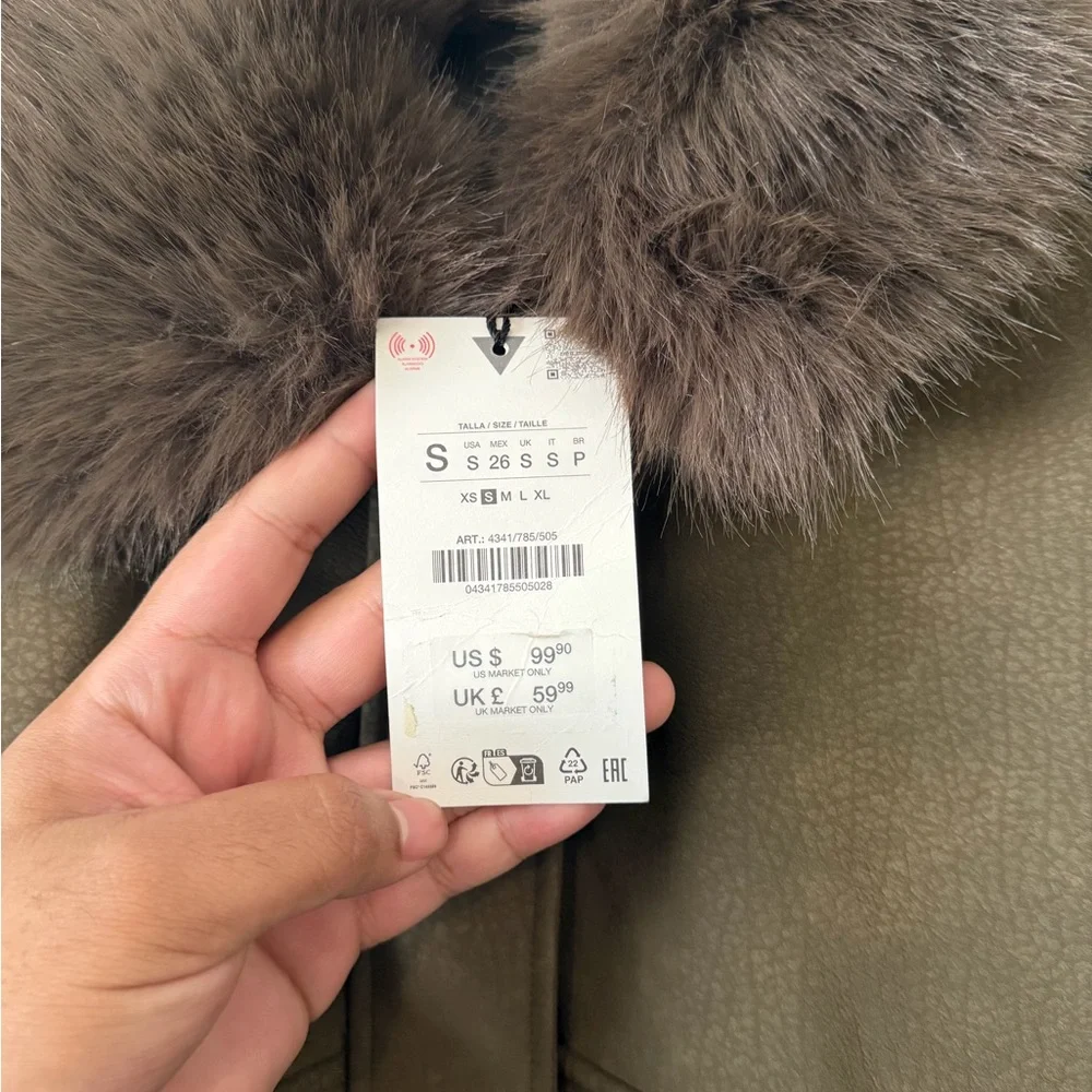 Zara women’s brown faux suede jacket size small - Picture 5 of 9